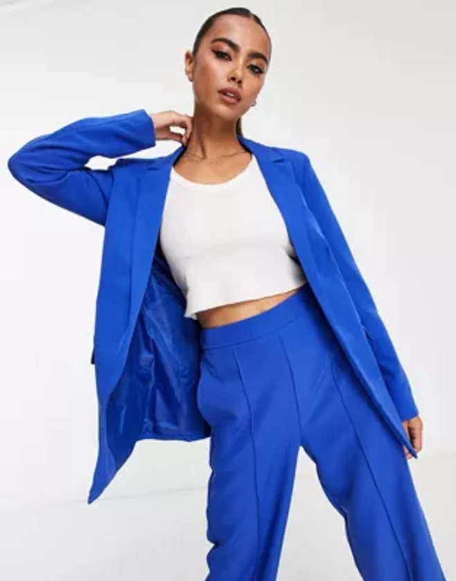 Pieces tailored oversized blazer co-ord in blue | ASOS