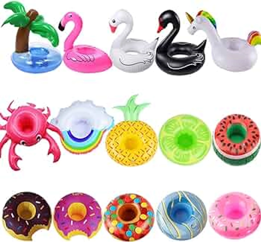 iShyan Inflatable Drink Holder, 15 Pack Drink Floats Inflatable Cup Holders Flamingo Coasters for Swimming Pool Party