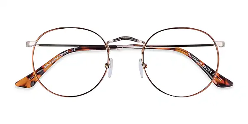 Daydream Round Brown Golden Full Rim Eyeglasses | Eyebuydirect