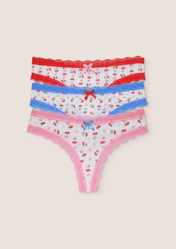 Cherry Print Thongs (3 Pack) - Multi