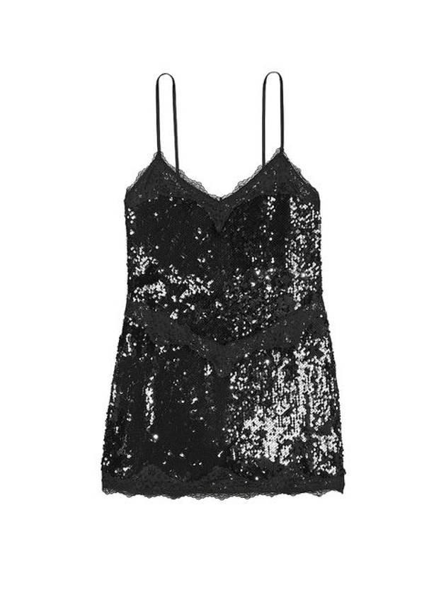 Victoria's Secret Black Sequin Slip Dress