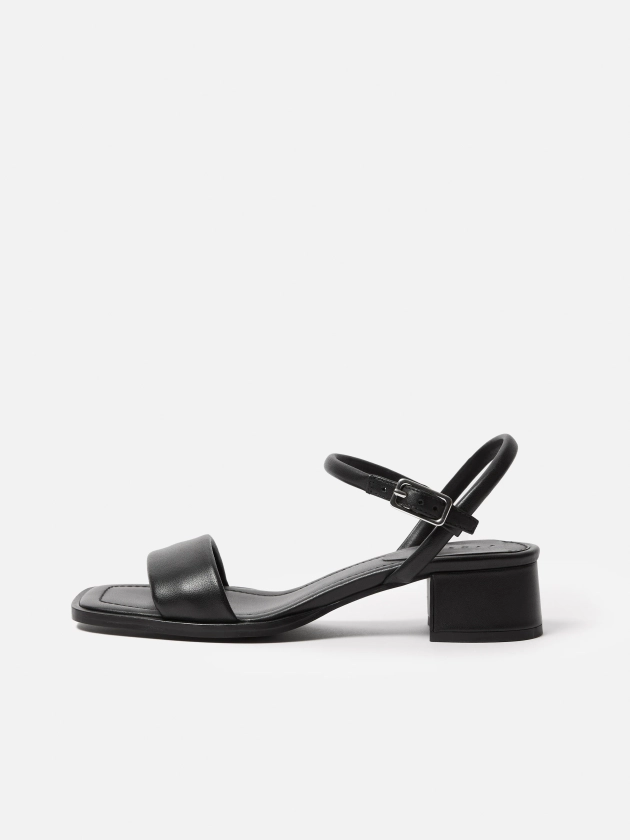 Adel Leather Heeled Sandal | Black