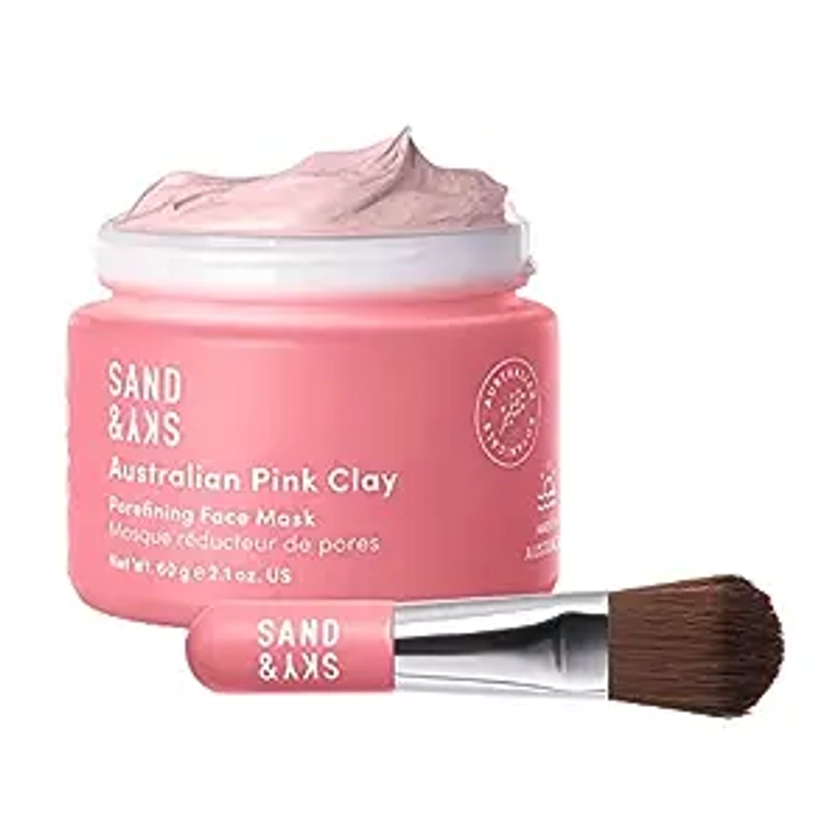 Sand & Sky Australian Pink Clay Porefining Mask for Blackheads. Evens skin tone.