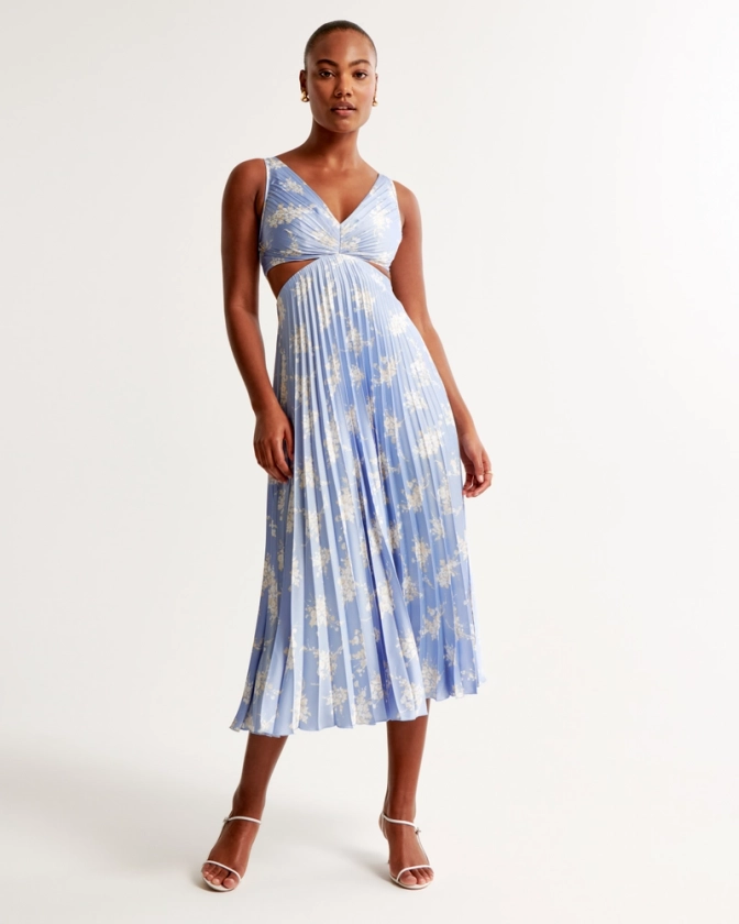 Women's The A&F Giselle Pleated Cutout Maxi Dress | Women's Clearance | Abercrombie.com
