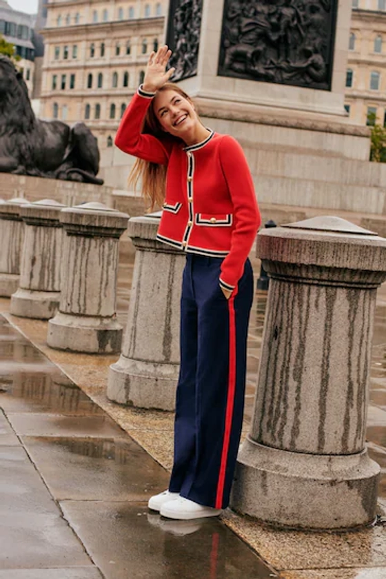 Buy Boden Blue Red Kew Side Stripe Trousers from the Next UK online shop