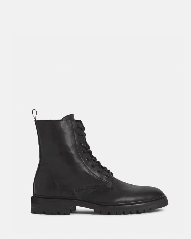 Tobias Lace Up Leather Boots Black | ALLSAINTS