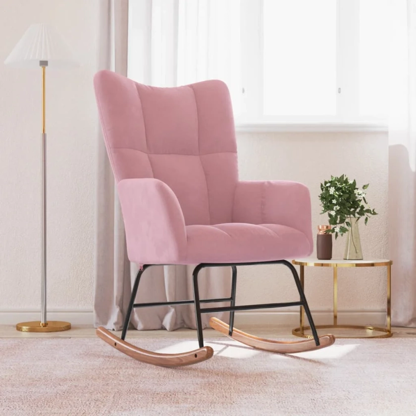 Chaise à bascule Rose Velours vidaXL