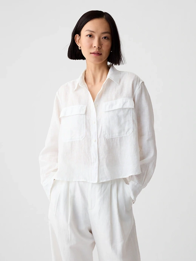 100% Linen Cropped Shirt