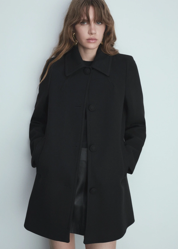 Straight-fit coat with buttons - Femme | MANGO France métropolitaine