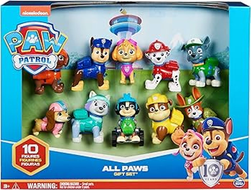 Paw Patrol, 10th Anniversary, All Paws On Deck Toy Figures Gift Pack with 10 Collectible Action Figures, Kids' Toys for Ages 3 and up