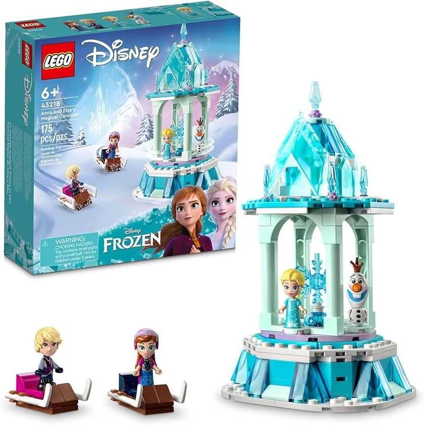 Amazon.com: LEGO Disney Frozen Anna and Elsa’s Magical Carousel 43218 Ice Palace Building Toy Set with Disney Princess Elsa, Anna and Olaf, Great Birthday Gift for 6 Year Olds : Toys & Games