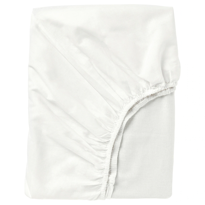 FÄRGMÅRA fitted sheet, white, Queen - IKEA CA