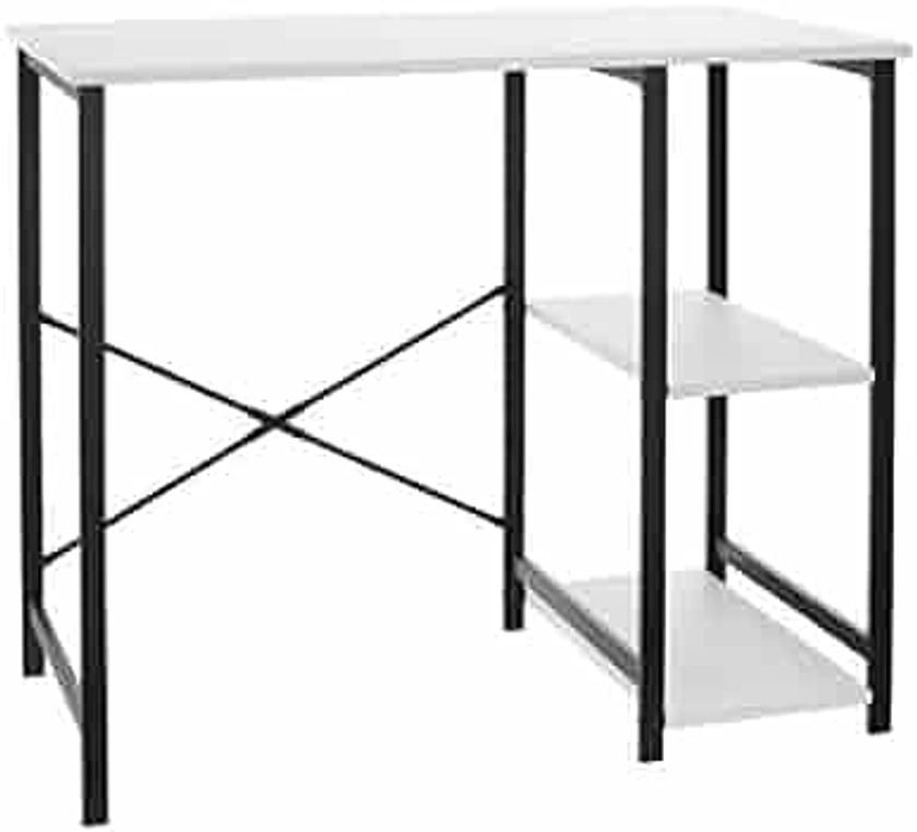 Amazon Basics Classic Home Office Computer Desk With Shelves - 29.5 x 19.6 x 35.5 Inches, White