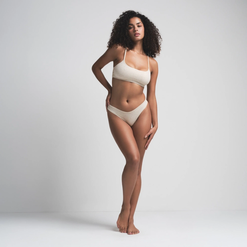 COTTON JERSEY SCOOP BRALETTE 2-PACK | HEATHER OATMEAL AND SPRUCE