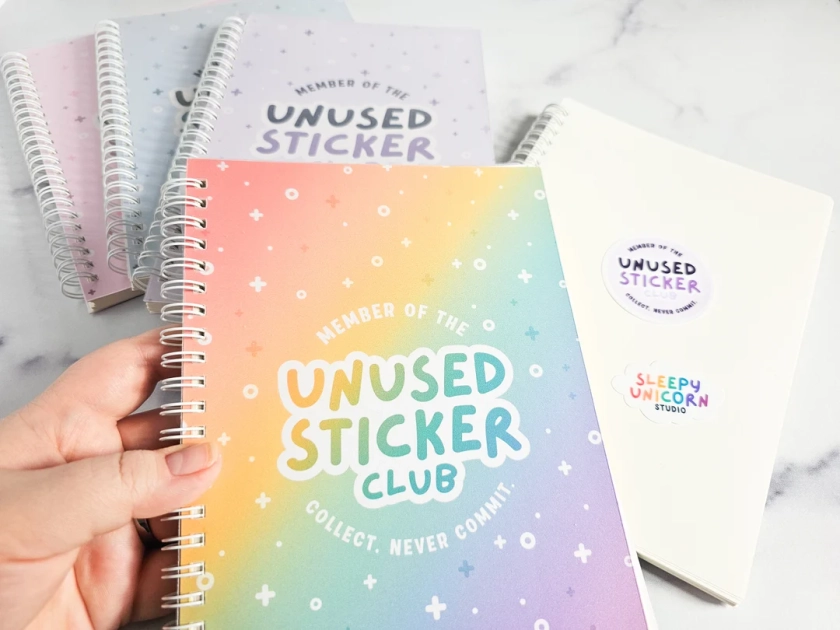 Unused Sticker Club Reusable Sticker Book for Sticker Collector, 6x8 Sticker Collecting Album for Neurodivergent, gift for planners