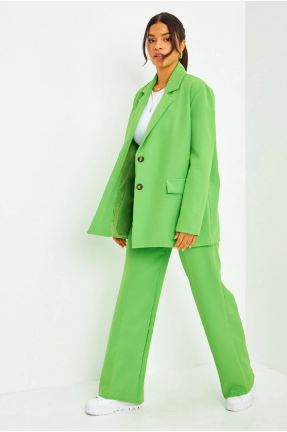 Ensemble 2 pièces blazer + pantalon de tailleur oversize vert - Brentiny Paris