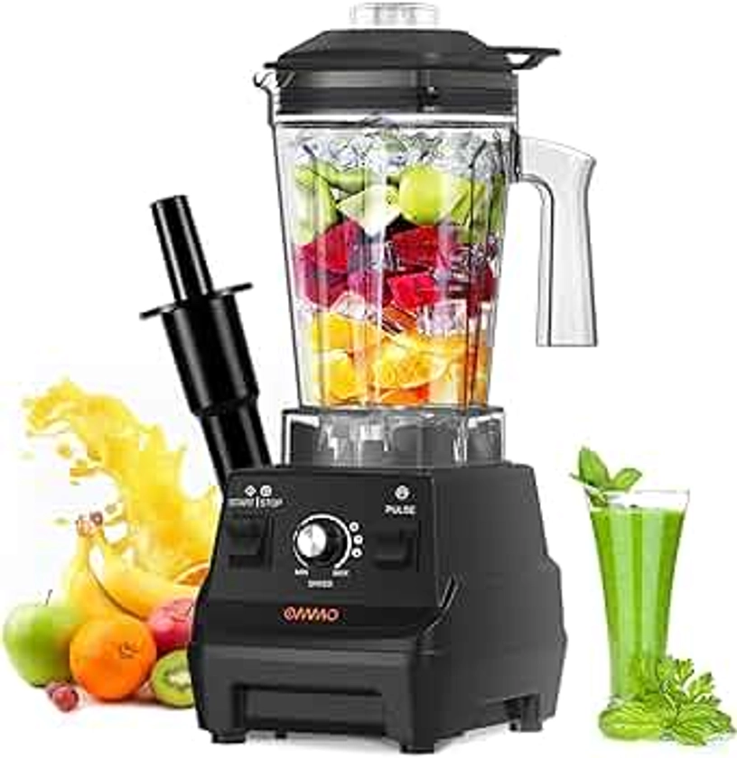 OMMO Blender 1800W, Professional High Speed Countertop Blender with Durable Stainless Steel Blades, 60oz BPA Free Blender for Shakes and Smoothies, Nuts, Ice and Fruits, Dishwasher Safe