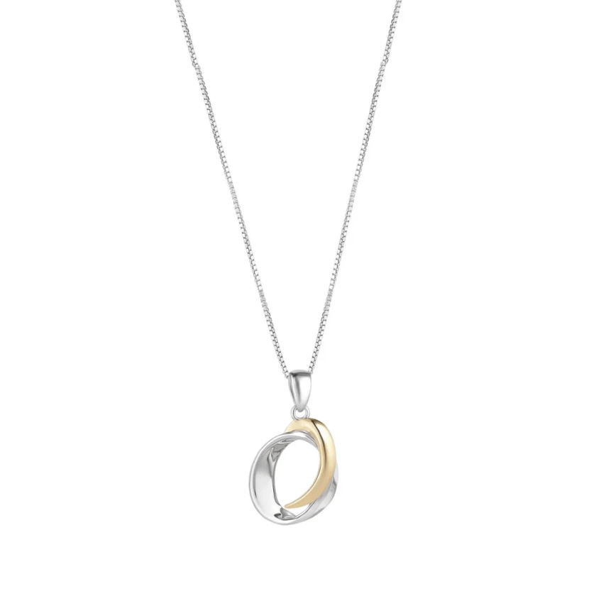 Two Tone Crossover Circle Necklace