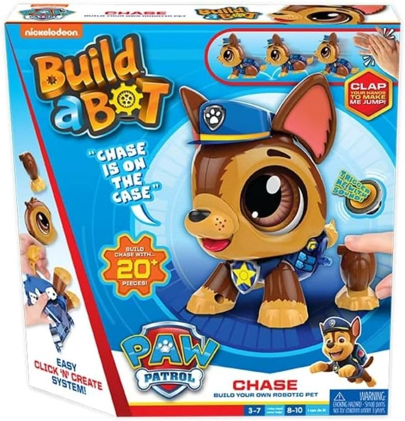 Build-a-Bot: Paw Patrol - Chase | Build Your Own Interactive Paw Patrol Characters | Easy Click 'n' Create System | 20+ Piece STEM Robot Kit for Kids | For Ages 3+