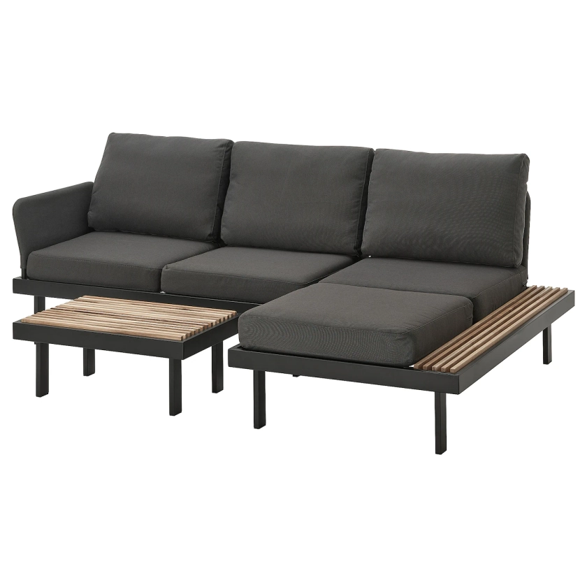 REVSKÄR 3-seat conversation set, outdoor anthracite/Frösön/Duvholmen dark gray - IKEA