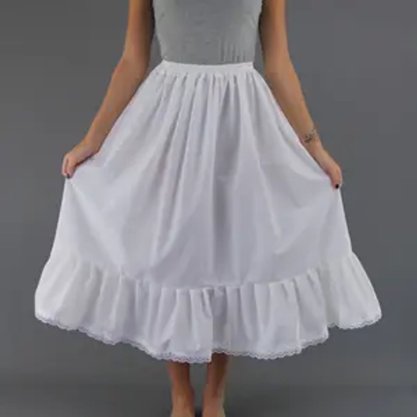 Black + White Petticoats Double Pack -  Plain Edged, Lace Edged or Anglaise/Eyelet, Choose Length + Waist