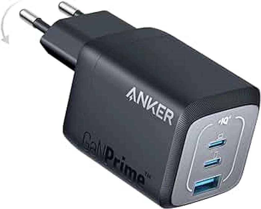 Anker Chargeur USB C Prime 67 W GaN, Chargeur Rapide, Compact et Pliable à 3 Ports, pour MacBook Pro/Air, iPad Pro, iPhone 15 Plus Pro Max 14 13 12, Galaxy S23/S22, Note20, Pixel, Apple Watch, etc.