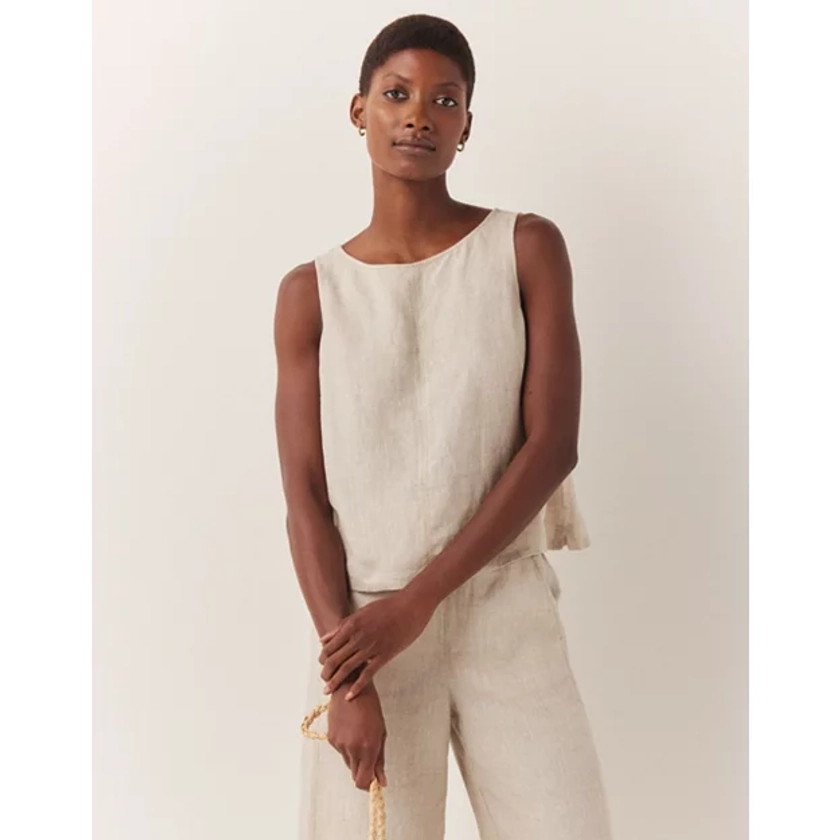 Linen Button Back Shell Top | Tops & T-Shirts | The White Company