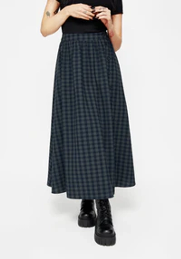 Jeannie Check Cotton Button Up Midaxi Skirt