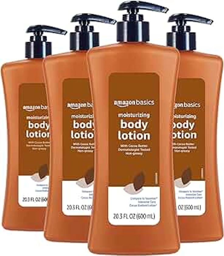 Amazon Basics Cocoa Butter Body Lotion, Lightly scented, 20.3 Fl Oz (Pack of 4)