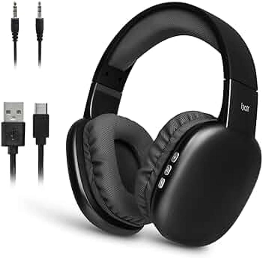 iJoy Ultra Wireless Headphones with Microphone- Rechargeable Over Ear Wireless Bluetooth Headphones with 10Hr Playtime, SD Slot, Backup Wire- Soft Cushion Wireless Headset with Mic (Black)