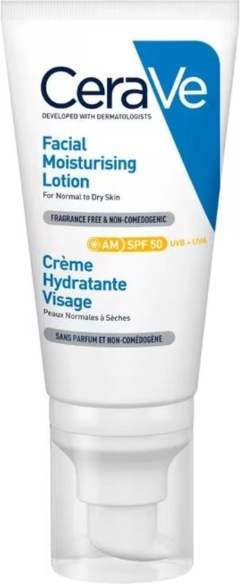 CeraVe Hydraterende Gezichtscrème SPF50 - voor Normale tot Droge Huid - 52ml | bol