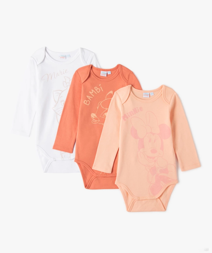 Body bébé fille à manches longues et col américain (lot de 3) - Disney