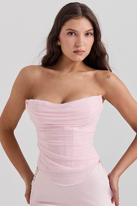Clothing : Tops : 'Georgie' Ballerina Pink Strapless Corset