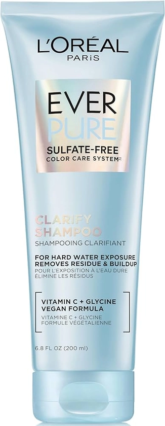 L'Oréal Paris EverPure Clarify Shampoo with Antioxydants, Vitamin C and Glycine, Deeply Cleanses Scalp Without Stripping Lengths, for Hard Water Exposure and Styling Build-Up, 200ml