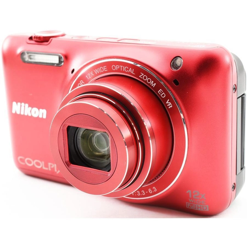 Nikon COOLPIX S6600 Raspberry Red Digital Camera 16.0MP Zoom 12X F/S from Japan