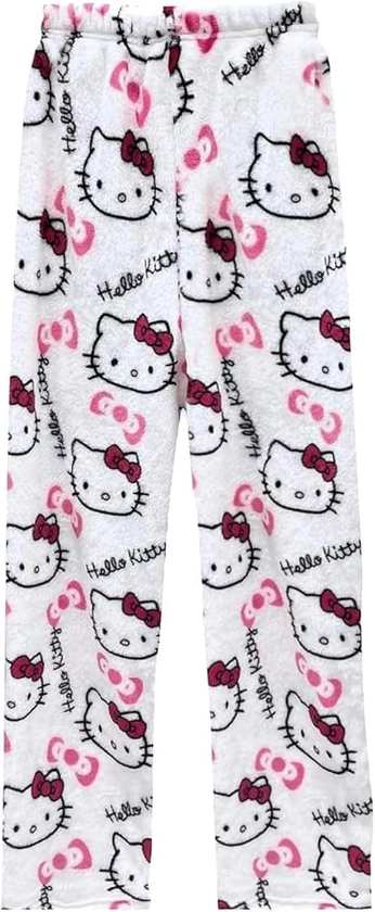 Women's Pyjama Bottoms Flannel Pajama Pants Soft Sleep Fluffy Pj Bottoms Cute Cartoon Cat Print Ladies Lounge Pants Fleece Trousers Loungewear Sleepwear for Girls : Amazon.co.uk: Fashion