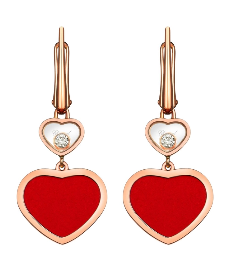 Chopard Rose Gold and Diamond Happy Hearts Earrings | Harrods DK