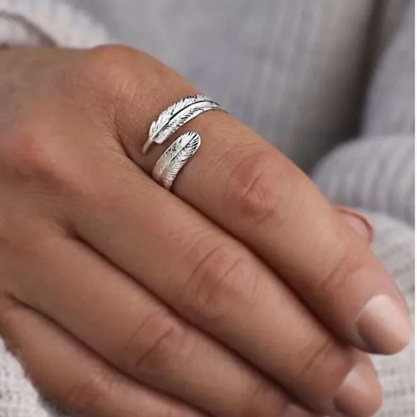 Sterling Silver Feather Wrap Ring - Julia Rose Gifts and Accessories