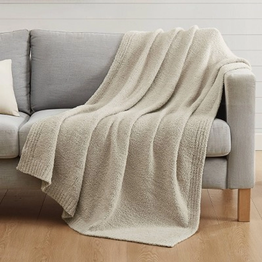50"x70" Oversized Cozy Knit Throw Blanket Beige - Truly Soft