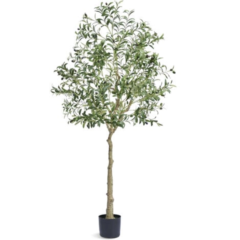 VEVOR Arbre Artificiel 179 cm Plante Artificielle PE Haut Olivier Faux Arbre Vert avec Pot 170x145 mm Decoration de Style Fausse Plante pour Maison Bureau Hotel Centres Commerciaux Interieur Exterieur