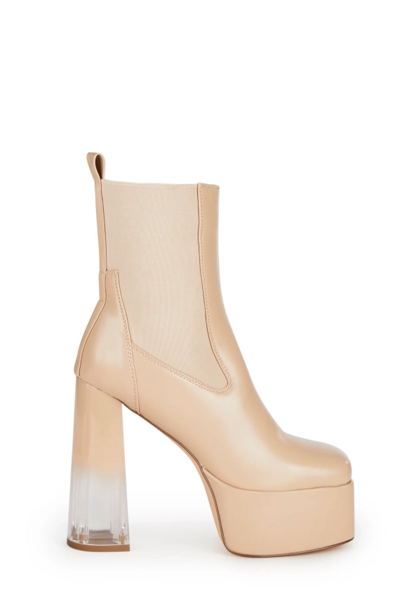 SIMMI Platform Boots With Lucite Heels - Light Brown