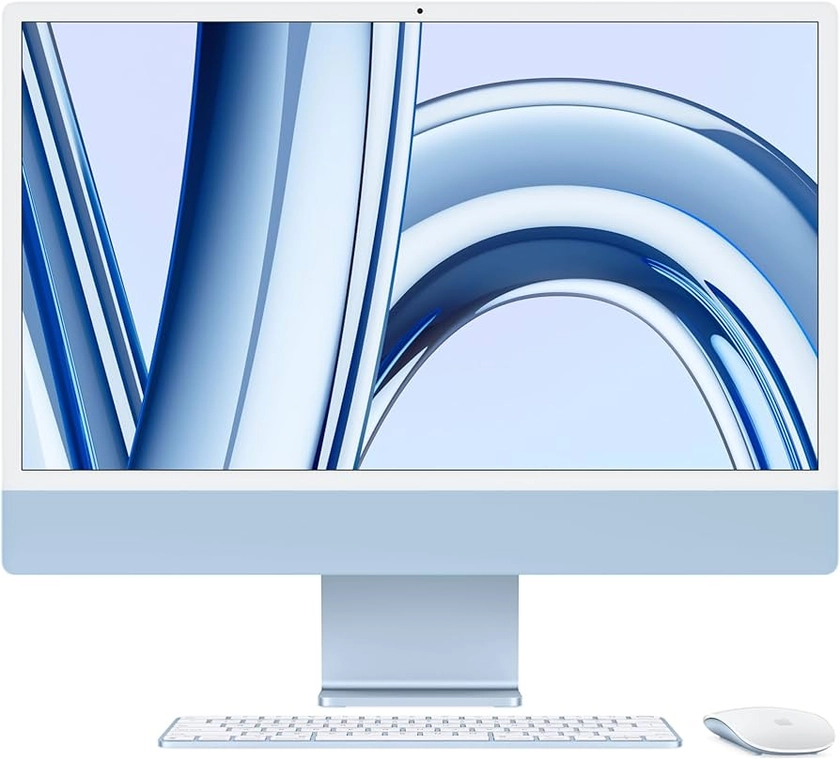 Apple 2023 Computer desktop all-in-one iMac con chip M3: CPU 8-core, GPU 10-core, display Retina 4,5K 24", 8GB di memoria unificata, 256GB di archiviazione SSD, accessori in tinta. Color Azzurro