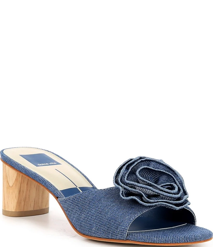 Dolce Vita Darly Denim Flower Slide Sandals