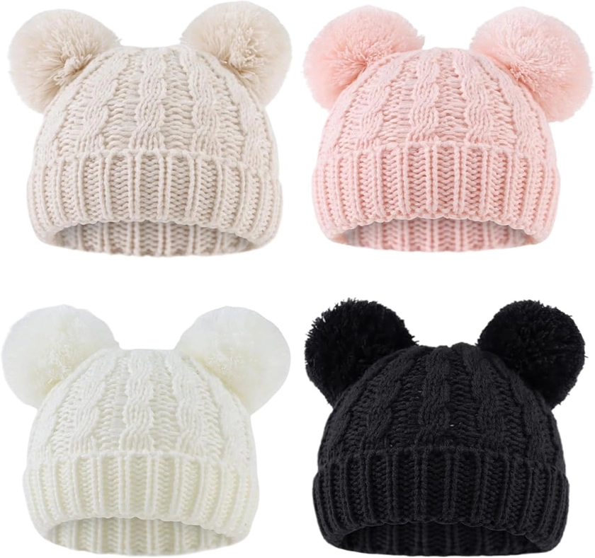 Yuoahcn Baby Girl Beanie Winter Baby Boy Hat with Pom pom Warm Infant Knitted Hats Toddler Kid Beanies