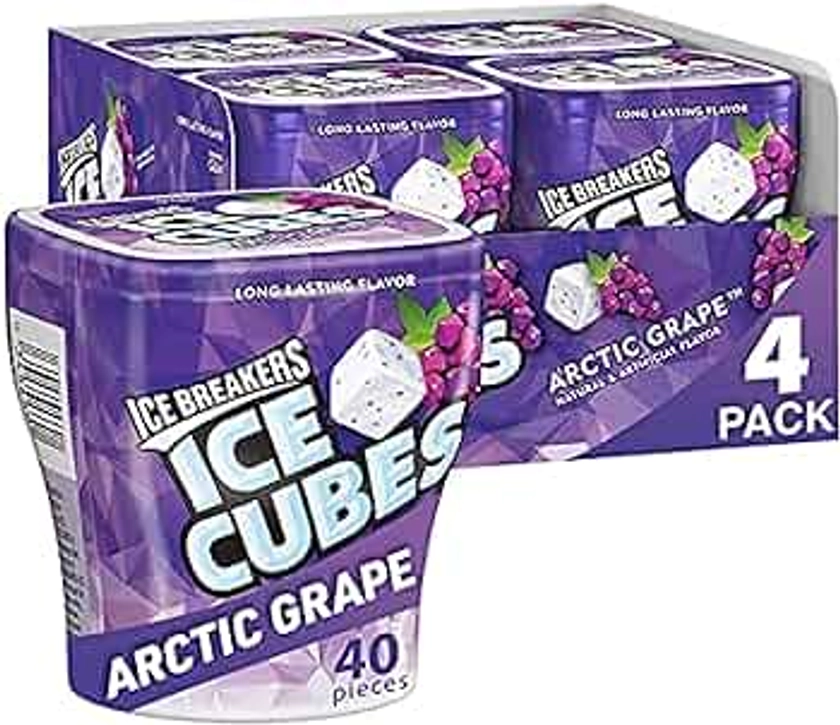 Nuevo Goma de Estados Unidos, ICE BREAKERS ICE CUBES Goma de Uva Artica, Sin Azucar, Cuarenta Piezas, (cuatro botellas por pedido)