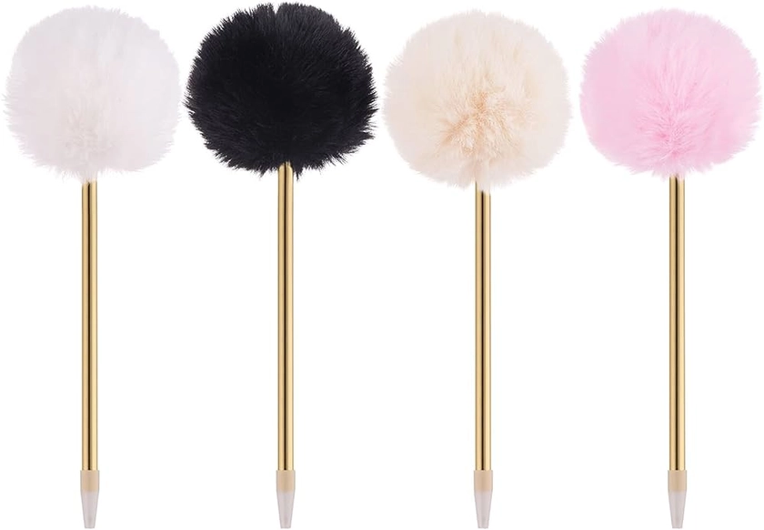 YOUKAI 4 Pack Pompom Pen Gift Pen Gold Color Ballpoint Pen for Party and Office (P-1) : Amazon.co.uk: Stationery & Office Supplies