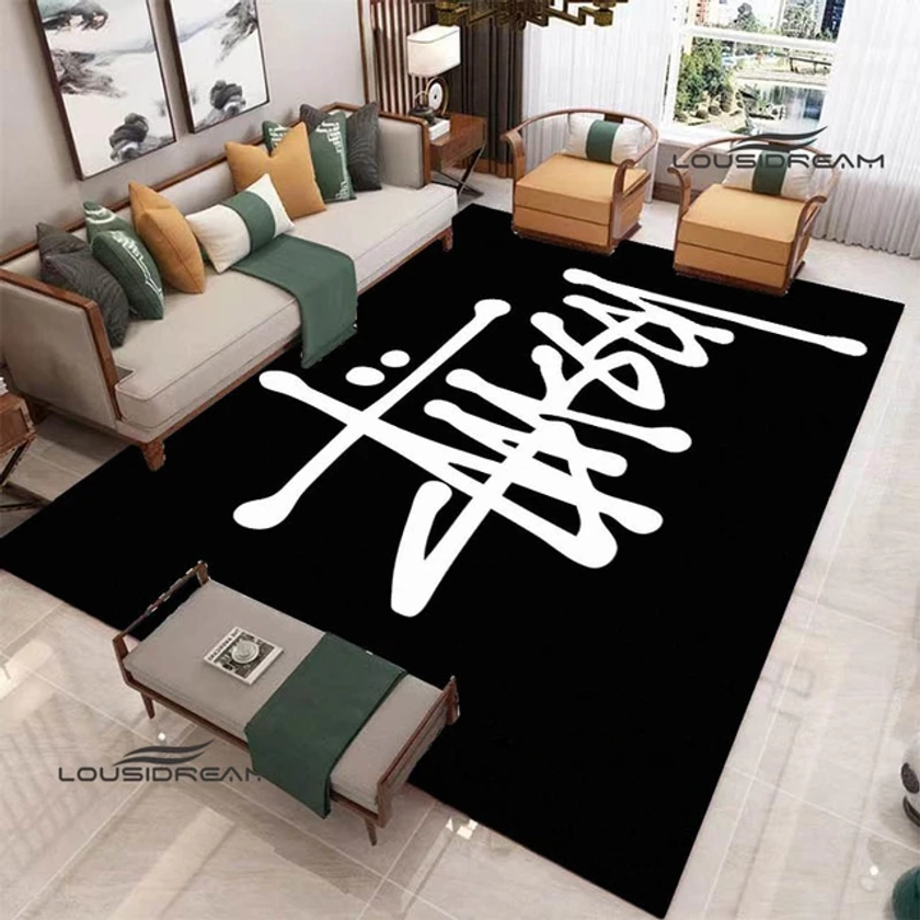 Tide brand S-Stussy Logo printed carpet living room bedroom beautiful carpet non-slip carpet photography props birthday gift - AliExpress 