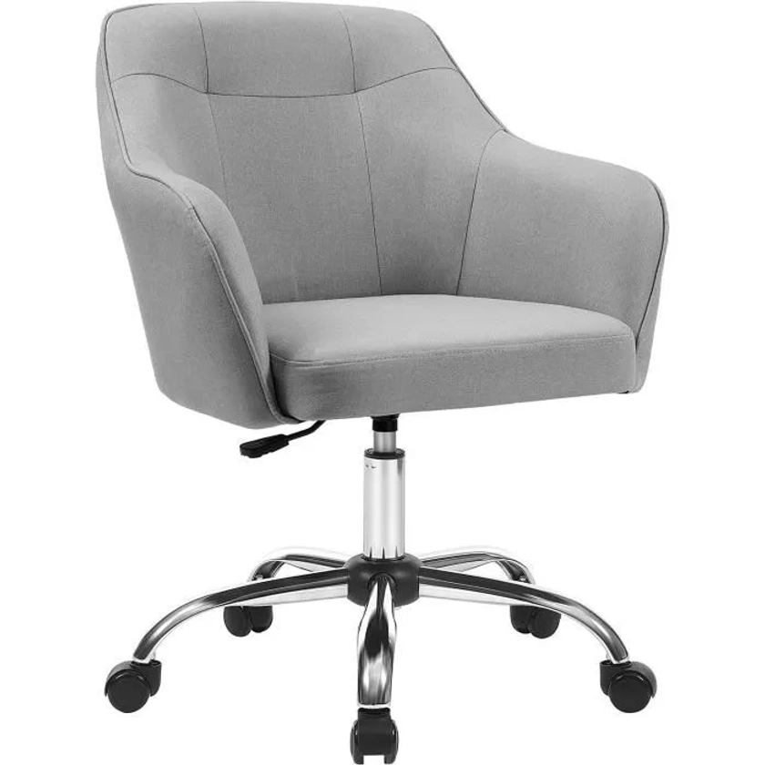 Chaise de bureau - SONGMICS - Gris Clair OBG019G02 - Réglable en hauteur - Avec accoudoirs - Roulettes durables