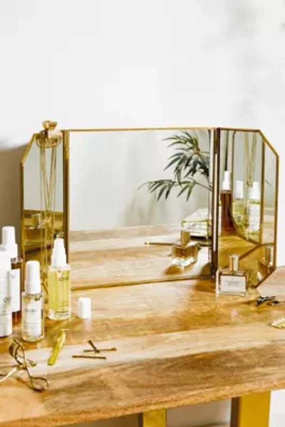 Miroir pour coiffeuse avec cadre doré
