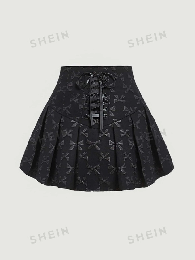 SHEIN MOD Falda amplia con cordón delantero jacquard